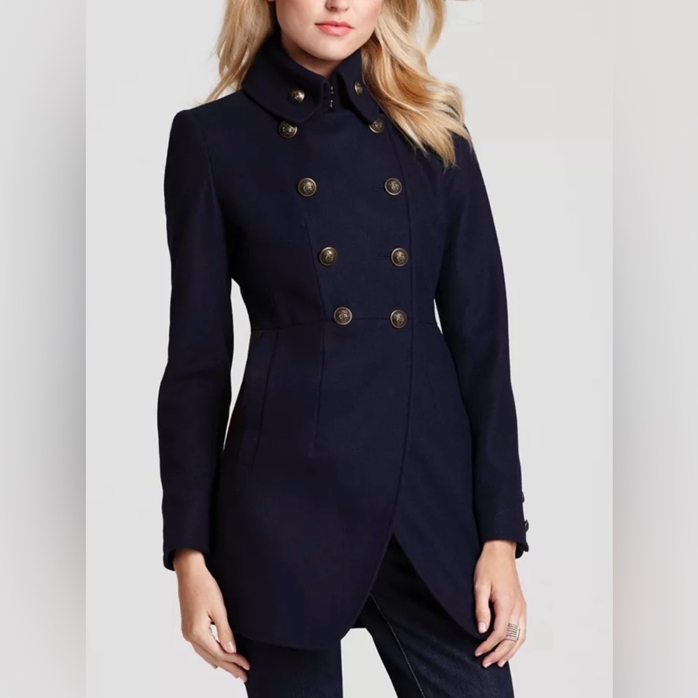 DKNY Navy Blue Double-Breasted Pea Coat Women’s Size 10